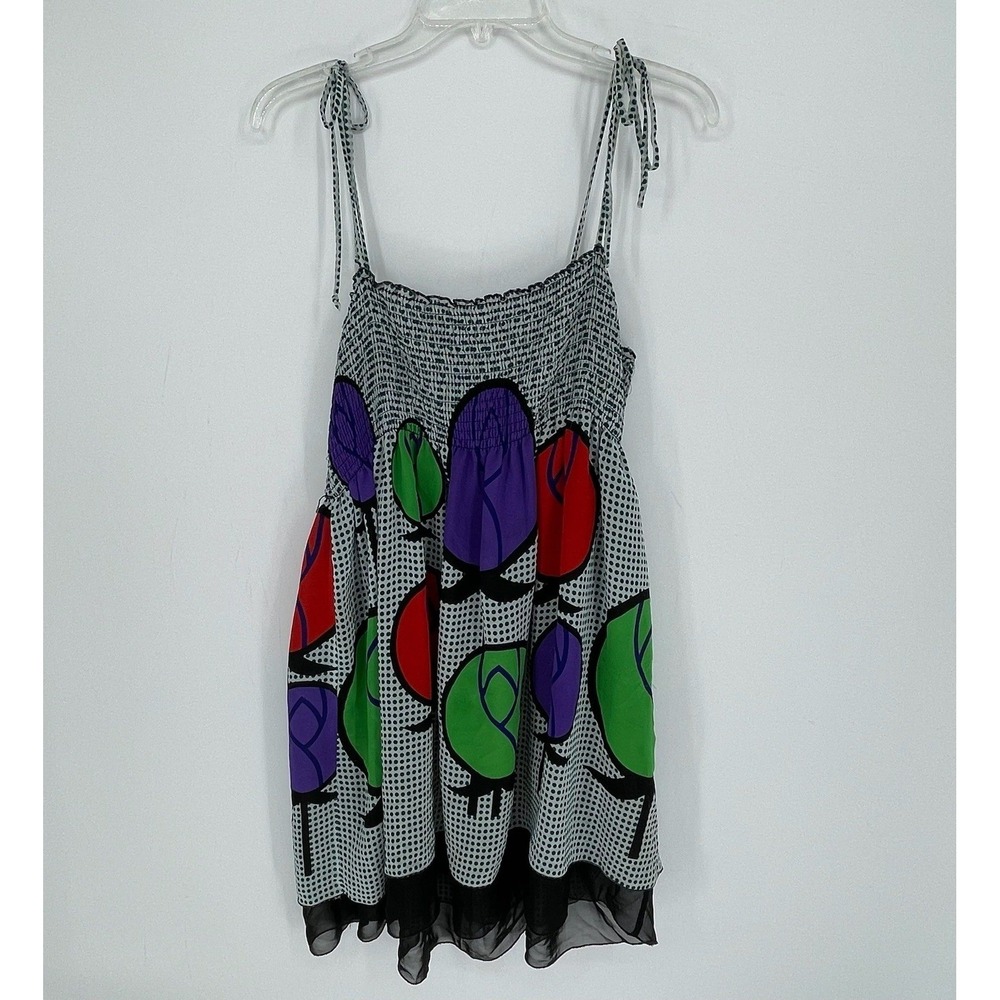Twenty One Women's Multicolor Floral Polka Dot Smocked Mini Dress Size‎ L
